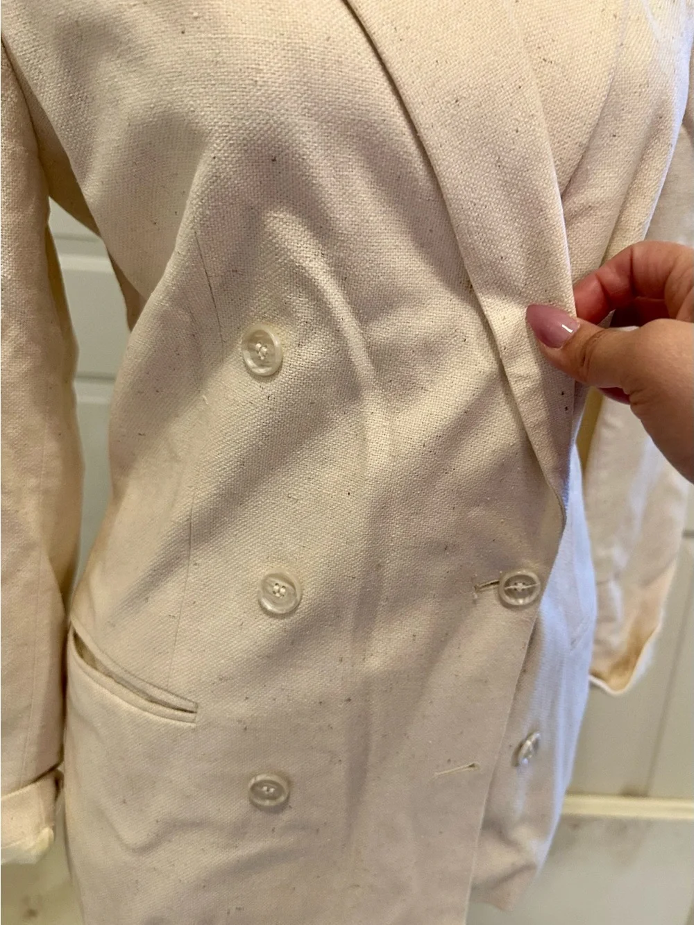 Dior Cream Double-Breasted Tailored Blazer